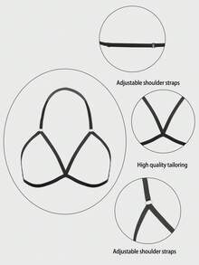 4cái NỮ Harness Dải mỏng Xu hướng: Cắt giảm Vượt qua Đàn hồi Lồng Bras Bras Cơ thể Đồ lót Đối với Quý cô Cô gái - màu đen - Xem 6