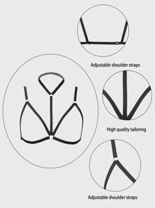 4cái NỮ Harness Dải mỏng Xu hướng: Cắt giảm Vượt qua Đàn hồi Lồng Bras Bras Cơ thể Đồ lót Đối với Quý cô Cô gái - màu đen - Xem 5