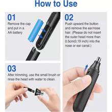 Recortadora Portátil De Vello Nasal Eléctrica Con Sistema De Limpieza De Vello Naso Y Auricular Para Hombres Y Mujeres, Recortadora De Vello Nasal Recargable, Nueva Versión De Viaje, Cortadora De Vello Nasal Eléctrica Para El Mercado Trasnfronterizo, Lavable, Para Cejas, Línea Del Cuello, Vello Nasal Y Auricular, Recortado De Detalles De Precisión. - Negro - Ver 5