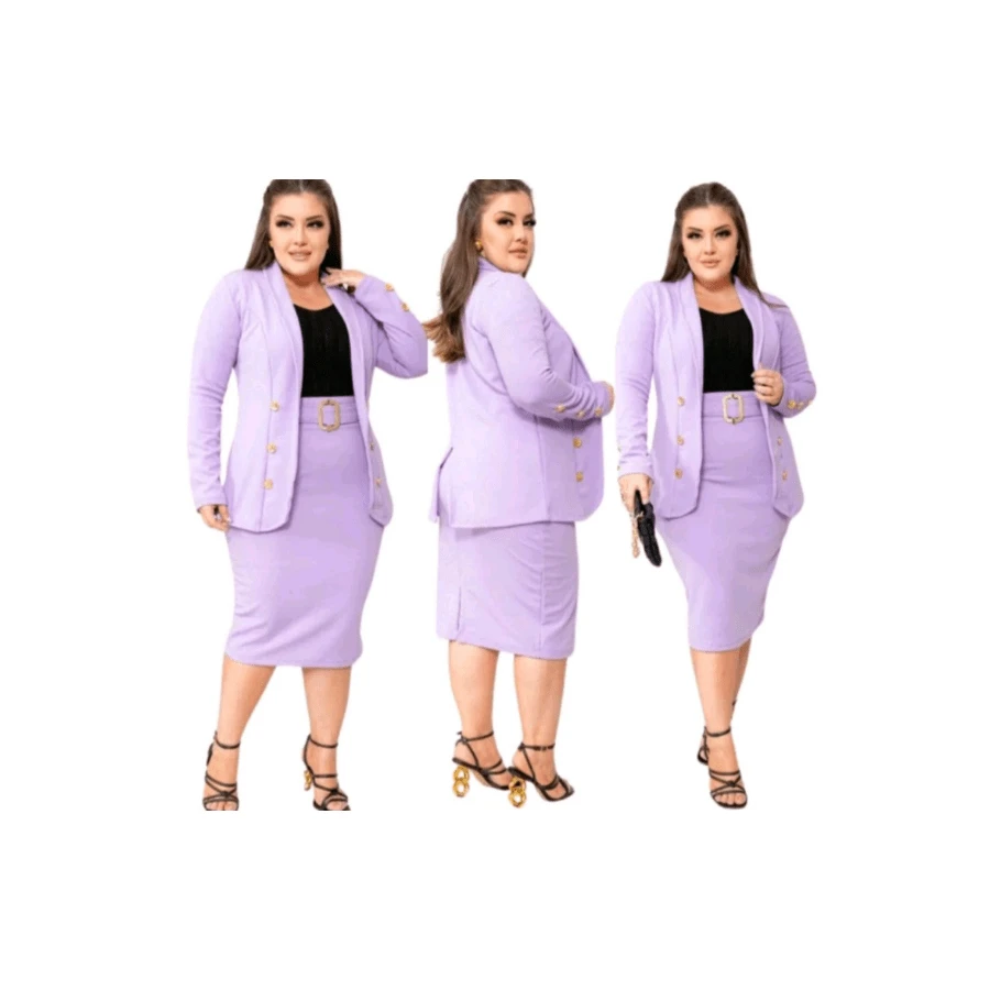 CONJUNTO SOCIAL PLUS SIZE MODA EVANGÉLICA 2 PEÇAS CASACO E SAIA TUBINHO