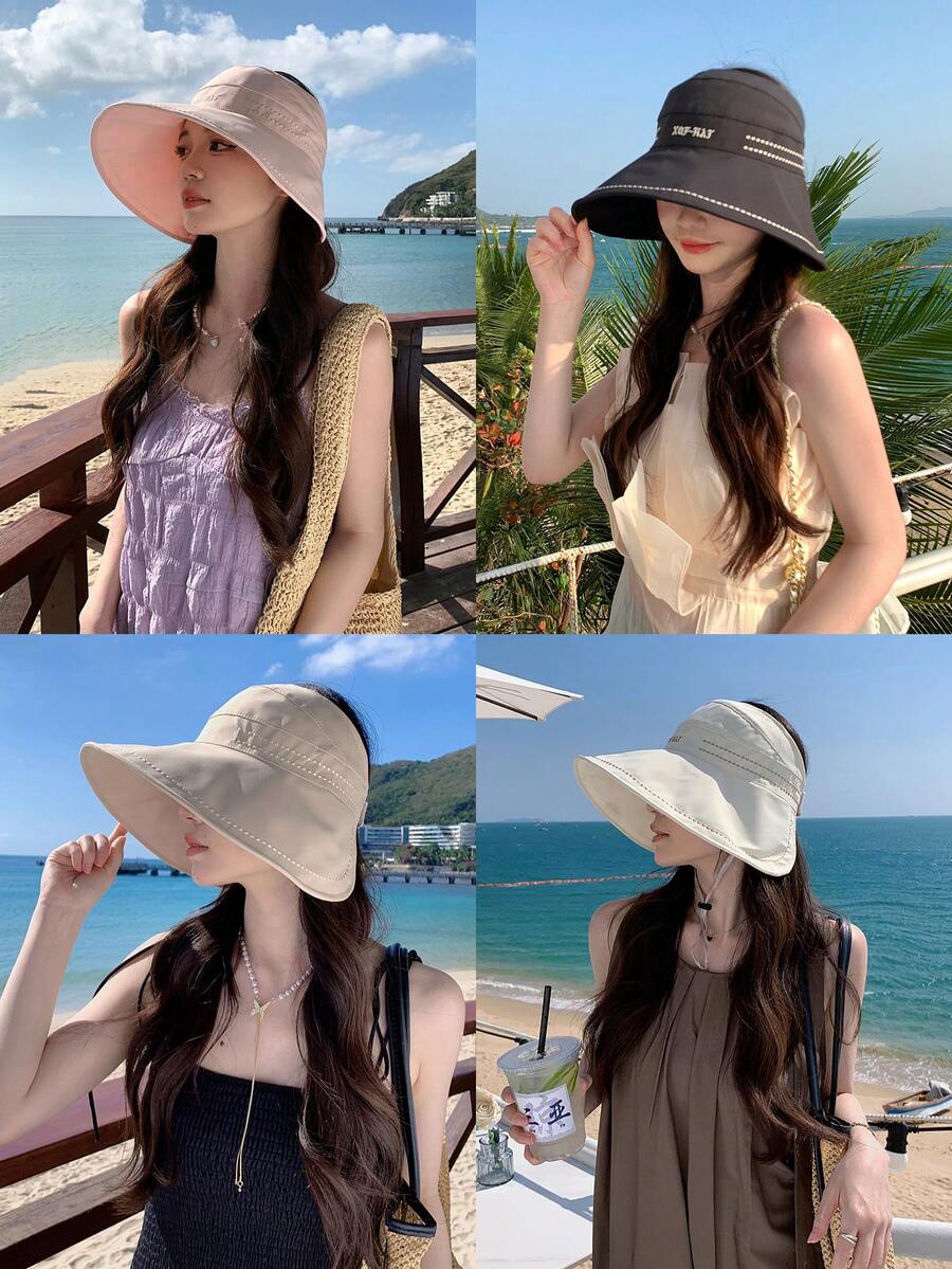 1 Miếng Không giới tính Mùa Xuân Mùa hè Mũ chống nắng Với Thêu , Tính hai mặt Mũ lưỡi trai , Thích hợp Đối với Sử dụng hàng ngày Và Các hoạt động ngoài trời - mũ rỗng - Xem 1