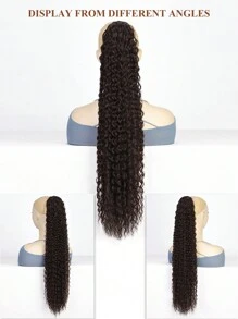 30 Inch Curly Ponytail Extensions Synthetic Deep Wave Drawstring Ponytail For  Natural Hair Feeling With Clip In Thick Ponytail Dark Brown Hairpiece(#6A) - View 4
