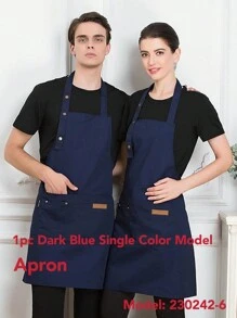 1pc Gray Apron, Polyester Thickened Breathable Chef Apron For Household,Kitchen,Bathroom,Home,Household Suppliers
