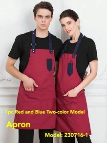 1pc Gray Apron, Polyester Thickened Breathable Chef Apron For Household,Kitchen,Bathroom,Home,Household Suppliers
