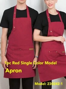 1pc Gray Apron, Polyester Thickened Breathable Chef Apron For Household,Kitchen,Bathroom,Home,Household Suppliers