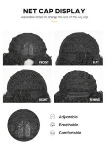 8吋黑色編織假髮,質感蓬鬆短髮,節日派對假髮,cosplay假髮,可愛少女假髮,日常使用假髮 - 黑色 - 查看 10