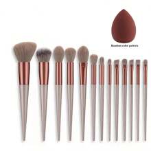 14pcs Makeup Brush Set With Makeup Sponge, Including Powder, Blush, Contour, Foundation, Nose, Eye Shadow, Eyebrow, Lip Brushes, Drawstring Pouch, Ideal Starter Kit & Travel Friendly, Great Gift For Girls,Brush Set,Makeup Brush Kit,Make Up Brush Set,Make Up Set Complete,Makeup Brush Set,Complete Makeup Kit,Brush Kit,Brushes Makeup Set,Makeup Gift Set,Set - Coffee Brown - View 7