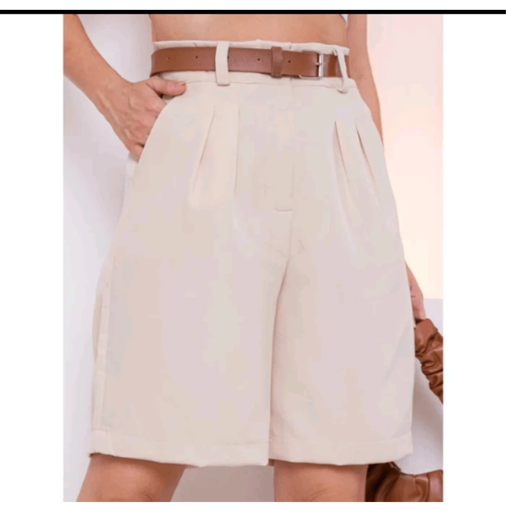 Women Shorts - 米色 - 查看 1