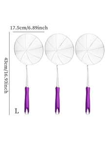 1pc Stainless Steel Wire Strainer, Comfortable Handle, Easy To Retrieve, Quick Drainage Of Water And Oil - Purple - View 14