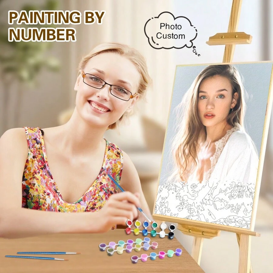 [Customized] 1pc Diy Custom Painting By Numbers Kit Photo Customize Your Own Picture Personalized Adult Crafts Home Wall Decor Gift 30x40cm/12x16inch Without Frame 24colors,Ornamental Exquisite,Modern,Colorful,High-Quality Custom,Personalized,Unique Ideal Gifts For Him Her,Boyfriend,Girlfriend,Dad,Mom,Family,Friends,Pets For Anniversaries,For Valentine's Day,For Mother's Day,For Birthdays,For Day,For Father's Day,For Graduation,For Weddings,For Housewarming Living Room,Bedroom,Office,Tea Room,Home