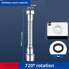 Anti-Splash Faucet Spray Head With Large Angle And Dual Modes: Aerator / Spray. Made Of Copper. Can Be Extended And Rotated - Silver - View 3