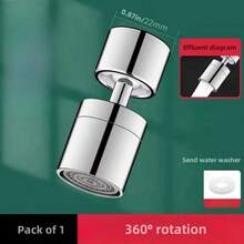 Anti-Splash Faucet Spray Head With Large Angle And Dual Modes: Aerator / Spray. Made Of Copper. Can Be Extended And Rotated - Silver - View 6