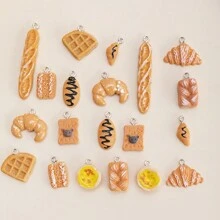 10pcs Mixed Resin Simulated Bread Design Bracelet Charms For Diy Jewelry Making, Keychain Decoration - Mixed Bread - View 5