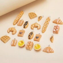 10pcs Mixed Resin Simulated Bread Design Bracelet Charms For Diy Jewelry Making, Keychain Decoration - Mixed Bread - View 6