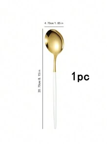 Juego de cubiertos de acero inoxidable de 4 piezas/16 piezas/24 piezas/32 piezas, con juego de cuchillo, tenedor y cuchara adecuado para uso doméstico, restaurante, utensilios de cocina de hotel - oro+blanco - Ver 11