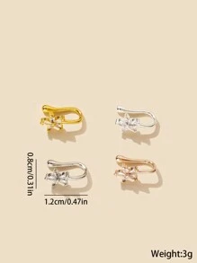 4-Piece Set/1 Pc Charming Exquisite Copper Gourd Shape Artificial Zirconia False Puncture Non Perforated Nose Ring Women's Nightclub Party Birthday Gift[Please Note That Some Are Sold Individually] - Multicolor - View 7