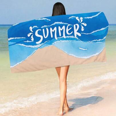 1入組時尚戶外遊戲雙面超細纖維150*70公分沙灘遊戲成人速乾游泳池毛巾水上運動沙灘派對游泳毛巾海灘毛巾