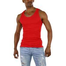 ToBeInStyle Men's Cotton Tank Tops - 紅色 - 查看 1