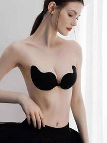 4 đôi Áo ngực xoài màu đen dành cho nữ, Áo ngực có dây nâng (Silicone, không dây, không quây, thoáng khí, có đệm, đóng phía trước) dành cho váy, váy cưới, v.v. - màu đen - Xem 9