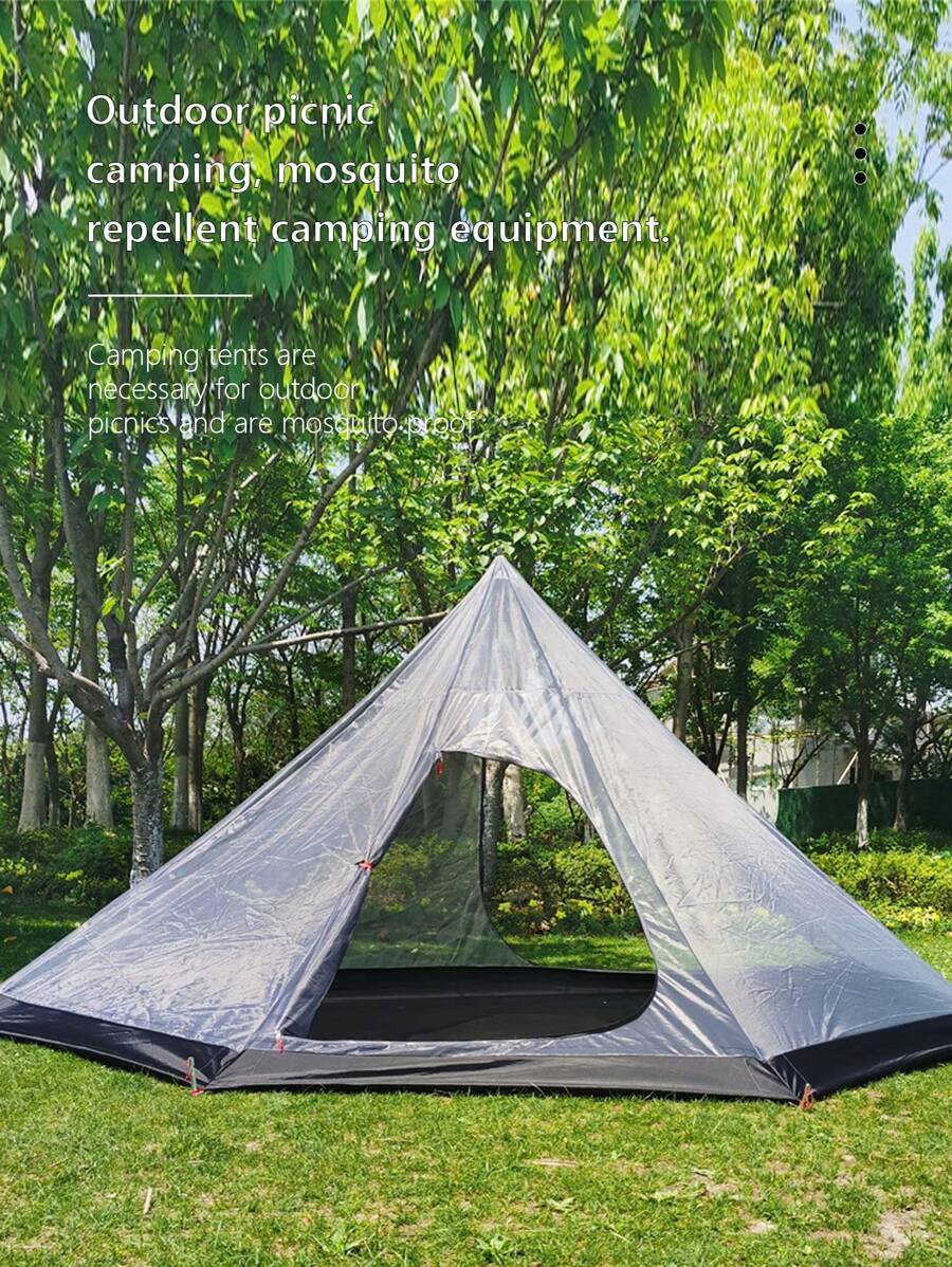 1 Miếng Ngũ giác Phong cách Cắm trại & Ngoài trời Hình-Kim tự tháp Lều Không có pole & Với Màn chống muỗi , Tuyệt vời Đối với Cắm trại - Xám - Xem 1