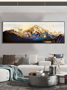 A Hiện đại Tự nhiên Phong cảnh tranh sơn dầu Treo tranh In Với Vàng Phong cảnh đỉnh núi , Màu hồng Cây , Thích hợp Đối với Nhà  Trang trí , Phòng ngủ , Phòng khách , Học tập , Phòng ăn , Khách sạn , , Như A Qủa tặng Hoặc Trang trí tường , tranh sơn dầu Bức tranh Không có A Khung trang trí - Nhiều màu - Xem 6