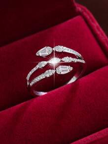 1只水滴形銅鑲立方氧化鋯戒指,適合青少女佩戴 - 彩色 - 查看 2