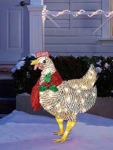 1pc Led Light Up Rooster Scarf, Animal Decor Festival Decoration, Random Light Color For Indoor & Outdoor Courtyard Lawn Garden Decoration - Multicolor - View 1