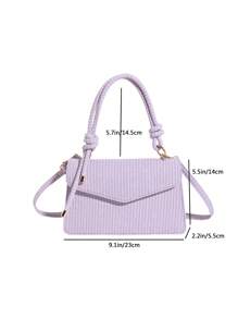 New Vintage Weave Texture Handheld Small Square Bag Ladies Shoulder Messenger Bag Three-In-One Women's Bag , Purple - Purple - View 6
