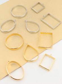 30入組合金簡約的水滴形/圓形/正方形/橢圓形0.5厘米深的矽膠模具,適用於diy製作矽膠手鍊、項鍊和手工珠寶 - 銀色 - 查看 10