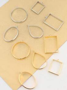 30入組合金簡約的水滴形/圓形/正方形/橢圓形0.5厘米深的矽膠模具,適用於diy製作矽膠手鍊、項鍊和手工珠寶 - 銀色 - 查看 2