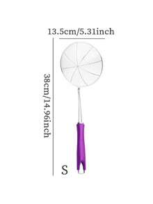 1pc Stainless Steel Wire Strainer, Comfortable Handle, Easy To Retrieve, Quick Drainage Of Water And Oil - Purple - View 13