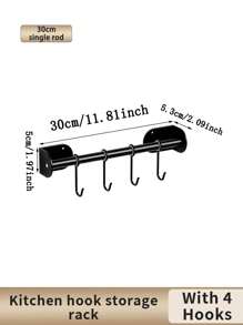 1pc Kitchen Wall Hanger Rack, Multifunctional Wallmount Hooks Without Drilling, Home Storage Organizer For Kitchenware