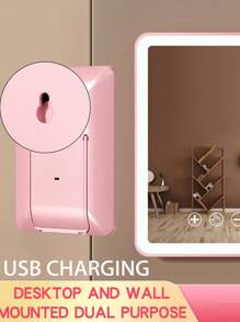Beatsmod A Pink Newly Upgraded Makeup Mirror With Led Lights And Usb Rechargeable, Can Be Mounted On Wall Or Used On Desk, Suitable For Household, Student Dormitory, Portable With Intelligent Touch Screen And Three Levels Of Light Adjustment. Can Be Folded Or Put On Table. Same Style As The Makeup Blogger's, Perfect As A Valentine's Day Gift For Mother, Girlfriend Or Festival Gift.