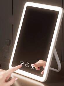 Beatsmod A Pink Newly Upgraded Makeup Mirror With Led Lights And Usb Rechargeable, Can Be Mounted On Wall Or Used On Desk, Suitable For Household, Student Dormitory, Portable With Intelligent Touch Screen And Three Levels Of Light Adjustment. Can Be Folded Or Put On Table. Same Style As The Makeup Blogger's, Perfect As A Valentine's Day Gift For Mother, Girlfriend Or Festival Gift.