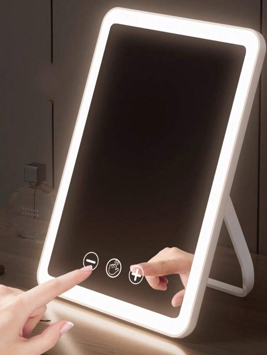 Beatsmod A Pink Newly Upgraded Makeup Mirror With Led Lights And Usb Rechargeable, Can Be Mounted On Wall Or Used On Desk, Suitable For Household, Student Dormitory, Portable With Intelligent Touch Screen And Three Levels Of Light Adjustment. Can Be Folded Or Put On Table. Same Style As The Makeup Blogger's, Perfect As A Valentine's Day Gift For Mother, Girlfriend Or Festival Gift.