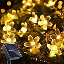 1pc, Solar String Sakura  Flower Lights Outdoor Waterproof 5M20L/6.5M30L/7M50L/12M100L WarmWhite/ColdWhite/MultiColor Lights, Fairy Light Decorations For Garden Fence Patio Yard Christmas Tree, Lawn, Patio, Party Decoration Halloween Christmas Thanksgiving Gift