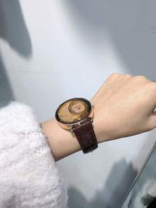 圓形錶盤時尚女裝石英手錶,適合日常佩戴和派對活動,單購1只 - 玫瑰金 - 查看 9