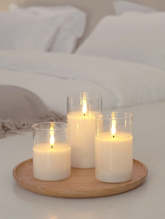 LED 无焰蜡烛，闪烁的 LED 柱状蜡烛，配有升级的泪珠形灯芯，电池供电的电子蜡烛，适用于餐桌中心装饰、婚礼、花园、节日派对