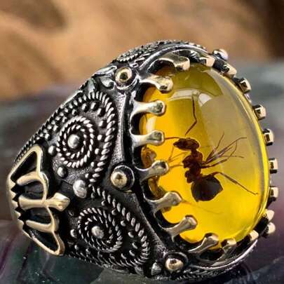 1個嘻哈復古雙色男戒指 黑色戒指日常百搭型格精品