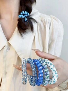 6pcs Purple Set Spiral Hair Tie No Damage High Elasticity Durable Rubber Band For Women's Ponytails And Hair Styling - Multicolor - View 5