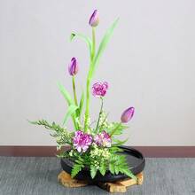 1個陶瓷插花盤,中式禪風水栽盆,水仙＆風信子水耕花盆,日式插花盤 - 黑色 - 查看 9