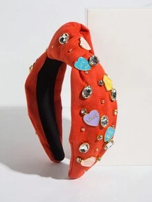 1頂女士新款春季時尚優雅的巴洛克心形寶石珠飾發帶,可愛 - 彩色 - 查看 9