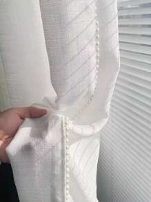 1pc French Style Elegant Pearl Edge White Sheer Curtain For Window, Balcony, Bedroom