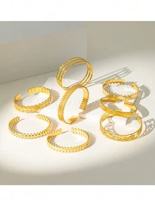 1入組雕花款式金調不鏽鋼手鍊,高端時尚ins風格手飾珠寶,適合女性 - 金黃色 - 查看 1