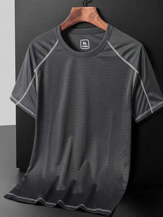 Breathable Mesh Quick-Dry Casual Sports Outdoor Summer Lightweight Short Sleeve T-Shirt, High-Grade Round Neck Tee For Men