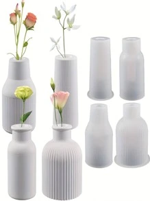 1 pieza Molde de resina de silicona en forma de botella para jarrón de flores y portaplumas, molde de fundición de epoxi para hacer artesanías decorativas DIY