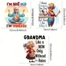 Cute Granny Pattern Heat Transfer Stickers Funny Cartoon Grandma Old Lady Applique Patches - Multicolor - View 8
