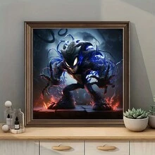 1入組5D DIY鑽石畫套件，20*20cm/7.87in*7.87in圓形鑽石畫布，奇幻主題 - 彩色 - 查看 3