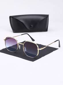 1 副男士超大多边形镜框时尚眼镜，时尚百搭，附赠礼盒和眼镜布，适合驾驶、钓鱼、日常生活和户外旅行配件，防风沙 - 彩色 - 查看 3