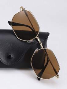 1 副男士超大多边形镜框时尚眼镜，时尚百搭，附赠礼盒和眼镜布，适合驾驶、钓鱼、日常生活和户外旅行配件，防风沙 - 彩色 - 查看 6